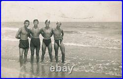 #127 Beefcake bulge handsome men gay interest RPPC vtg real photo postcard 1940s