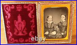 1850's 1/4 Quarter Plate Daguerreotype Photo Of 2 Gorgeous Young Women Teens