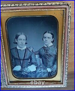 1850's 1/4 Quarter Plate Daguerreotype Photo Of 2 Gorgeous Young Women Teens