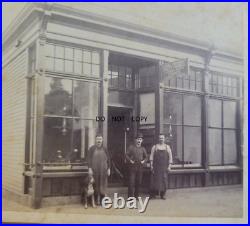 1880s Cabinet Photo. Owners & Dog By Boots & Shoes Store Providence Rhode Island