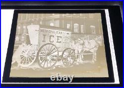 1890s METROPOLITAN ICE WAGON Antique Photo Full PLATE GLASS NEGATIVE New York NY