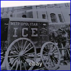 1890s METROPOLITAN ICE WAGON Antique Photo Full PLATE GLASS NEGATIVE New York NY