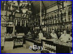 1900s BUTCHER MEAT SHOP INTERIOR LG 9x11 VTG OCCUPATIONAL CABINET CARD PHOTO
