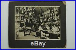1900s BUTCHER MEAT SHOP INTERIOR LG 9x11 VTG OCCUPATIONAL CABINET CARD PHOTO