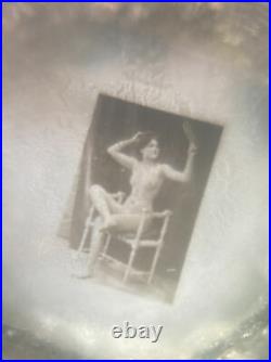 1900s French Stanhope Ring Nude Woman Art Photograph Sitting Peep Risque Sz 10