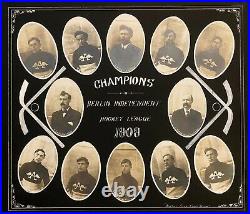 1909 Berlin Ontario Champion Hockey Team Cabinet Master Studio Photo Vintage Old
