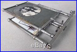 1910s Imperial RUSSIA Vintage Metallic Tables PHOTO FRAME with 2 CDVs and 1 CP