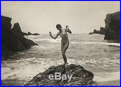 1920s Original MARCEL MEYS Female Nude Girl Landscape Beach Silver Gelatin Photo