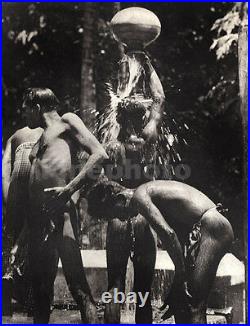 1930's Vintage CEYLON Sri Lanka 3 SEMI NUDE MALES Bathing Photo Art LIONEL WENDT
