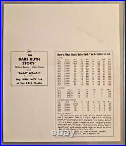 1948 Babe Ruth Vintage Souvenir Photo Rko Theatres The Babe Ruth Story 3091