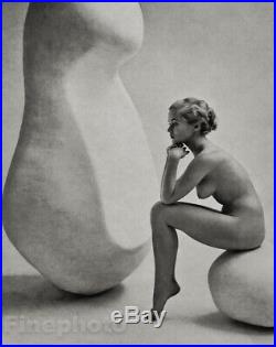 1950s Vintage Female Nude Woman & Sculpture by ZOLTAN GLASS Fine Art Photo Litho