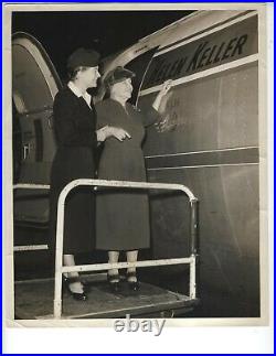 1955 Original Helen Keller Deaf Blind Photo Vintage Klm Airplane Douglas