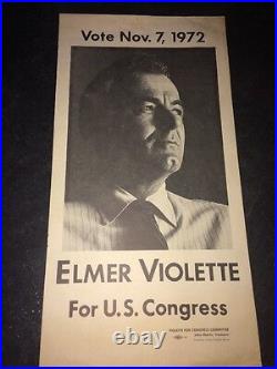 1972 Photo vote Elmer Violet For U. S. Congress 16 X 8