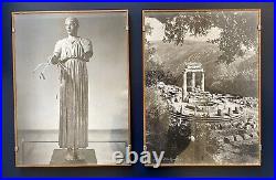 2 wood framed antique vintage black & white photographs greece greek ruins 16x12