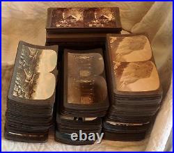 360 Antique STEREOVIEW CARDS & Viewer PALESTINE YELLOWSTONE AFRICA JAPAN Boxes G
