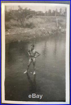 (5) Original Vintage Sm Photos Nude WW2 Marines Soldiers Naked Men Snapshots