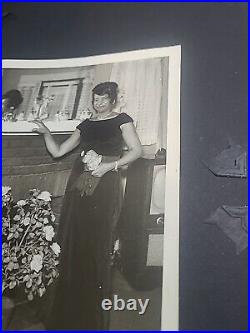 African American Woman Posing By Flowers Happy Wealthy B&W Vtg Photograph