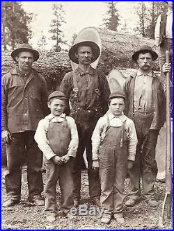 Amazing Antique/VTG Old West Lumberjacks Logging Jumbo Cabinet Card Photo 1899