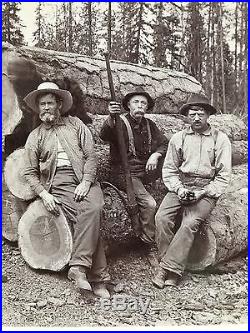 Amazing Antique/VTG Old West Lumberjacks Logging Jumbo Cabinet Card Photo 1899