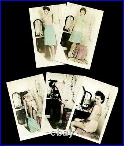 American 1940s STRIP Series 8 Photos DRESSED to NUDE Hand Tinted VASTA Archive