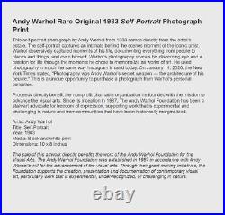 Andy Warhol Rare 1983 Original Self-Portrait Photograph FL01.00231