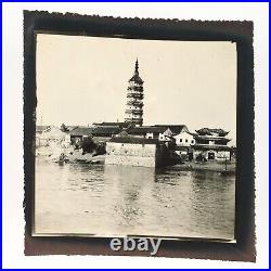 Anqing China Zhenfeng Pagoda Photo c1895 Chinese Yangtze River Village Art C2719