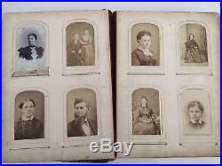 Antique 1874 Leather Photo Album With 125 Photographs Portraits Vintage Photos