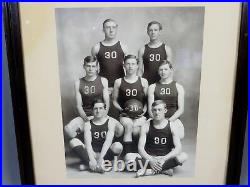 Antique 1908 Men's Basketball Group Team Photo Picture Framed Elmira, NY