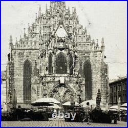 Antique 1910s Schöne Brunnen And Frauenkirche Market Square 11x7 Photo Germany