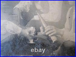 Antique American Artistic Young Men Drinking Wine Or Beer Ethereal Tintype Photo