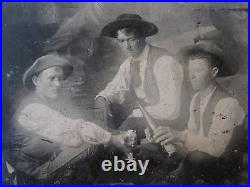 Antique American Artistic Young Men Drinking Wine Or Beer Ethereal Tintype Photo