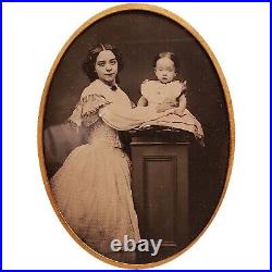 Antique American Beauty Ambrotype 1/4 Museum Quality Sick Baby Fine Fine Photo