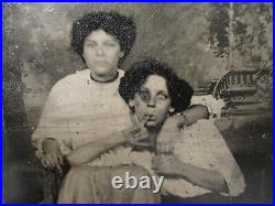 Antique American Beauty Crazy Lady Funny Unusual Oddity Victorian Tintype Photo