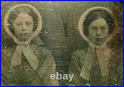 Antique American Girls Good Vs Evil Identical Twins Daguerreotype Id'd Dag Photo