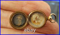 Antique American Rare Gem Daguerreotype Miniature Gold Filled Man Locket Photo
