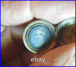 Antique American Rare Gem Daguerreotype Miniature Gold Filled Man Locket Photo
