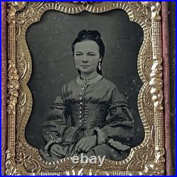 Antique Cased Tintype Photograph Beautiful Affluent Young Woman Possible ID