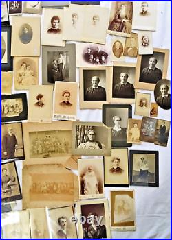 Antique Circa 1890s Cabinet Card Photo Dealer Lot Of 76 Women Children Family