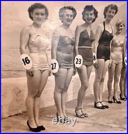 Antique Female Bathing Beauty Contest of (9) Contestants from sunbeam photo