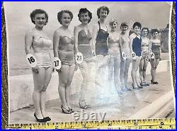 Antique Female Bathing Beauty Contest of (9) Contestants from sunbeam photo