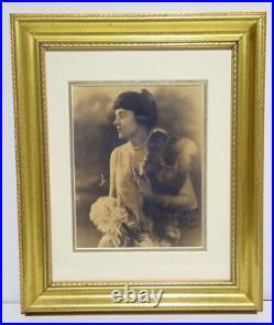 Antique Flapper Girl Photo Signed and Framed 12 x 15 Roaring 20's