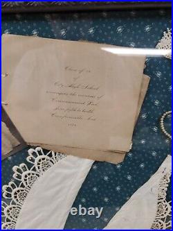 Antique Framed Marriage Certificate Black And White Wedding Photos 1899 Buttons