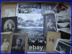 Antique Lot Cabinet Black & White Portrait Photo Craft Photographs Geneology Old