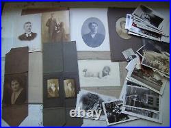 Antique Lot Cabinet Black & White Portrait Photo Craft Photographs Geneology Old