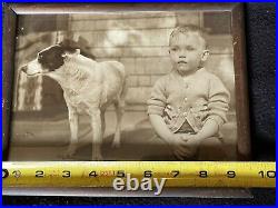 Antique PET DOG With BOY 1928 Original Photograph Photo Picture