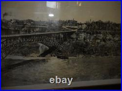 Antique Photo Panoramic Niagara Falls Canada 1908 Framed Horse Buggy Vintage