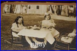 Antique Photographs 2 Small Girls Playing Dolls Tea Party Demonic Evil Girl