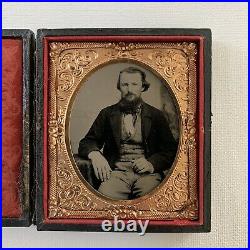 Antique Ruby Ambrotype Photograph Handsome Dapper Young Man Beard Cased Gay Int