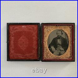 Antique Ruby Ambrotype Photograph Handsome Dapper Young Man Beard Cased Gay Int