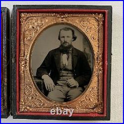 Antique Ruby Ambrotype Photograph Handsome Dapper Young Man Beard Cased Gay Int